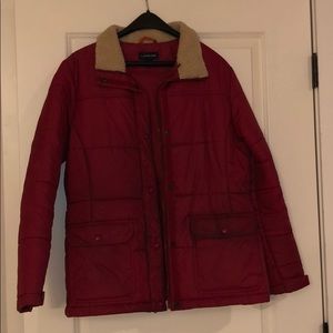 Women’s Lands End quilted red parka jacket